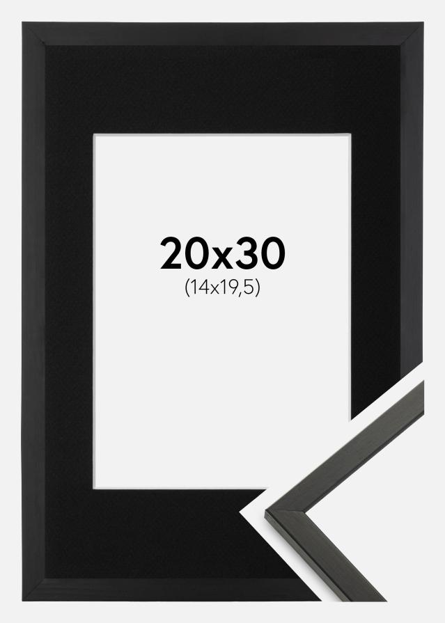 Ram med passepartou Fotolijst Galant Zwart 20x30 cm - Passe-partout Zwart 15x21 cm (A5)