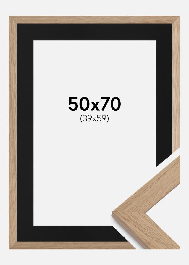 Ram med passepartou Fotolijst Trendline Eiken 50x70 cm - Passe-partout Zwart 40x60 cm
