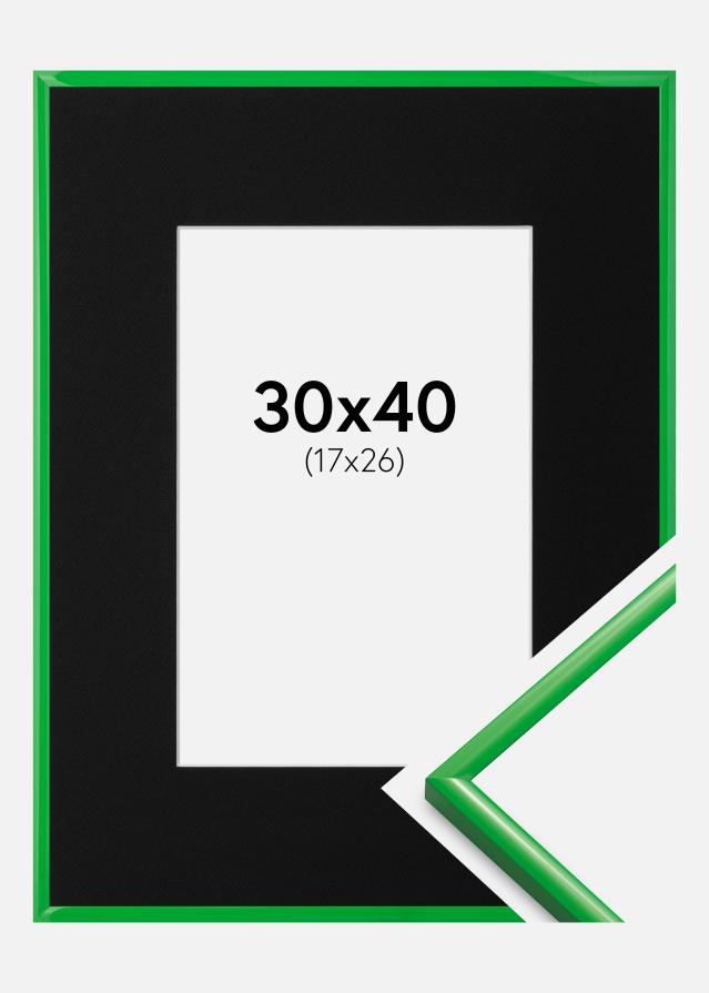 Ram med passepartou Fotolijst New Lifestyle Grass Green 30x40 cm - Passe-partout Zwart 18x27 cm