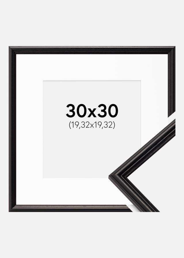 Ram med passepartou Fotolijst Horndal Zwart 30x30 cm - Passe-partout Wit 8x8 inches