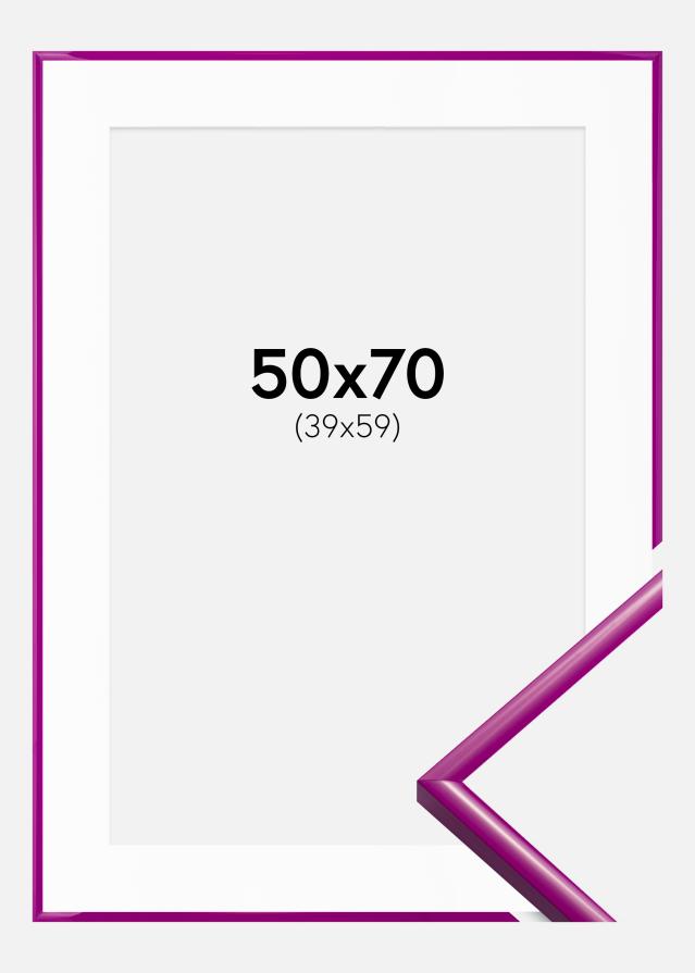 Ram med passepartou Fotolijst New Lifestyle Fuchsia 50x70 cm - Passe-partout Wit 40x60 cm