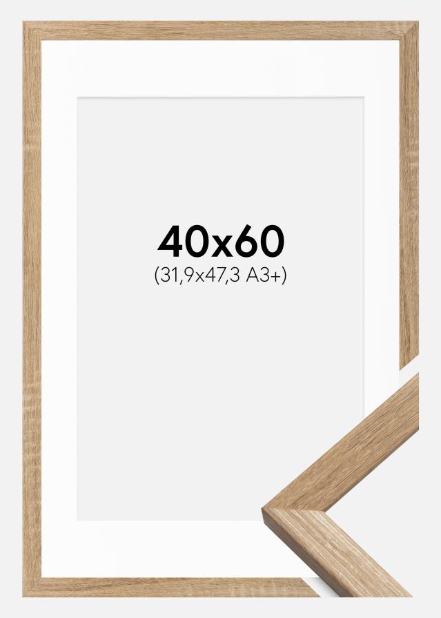 Ram med passepartou Fotolijst Fiorito Licht Eiken 40x60 cm - Passe-partout Wit 32,9x48,3 cm (A3+)