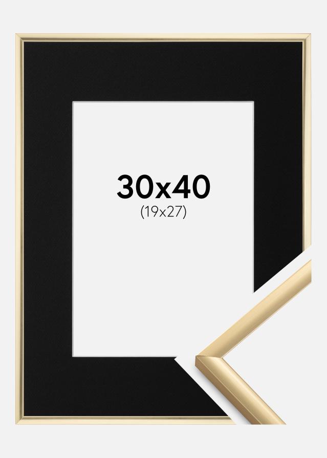 Ram med passepartou Fotolijst New Lifestyle Goud 30x40 cm - Passe-partout Zwart 20x28 cm