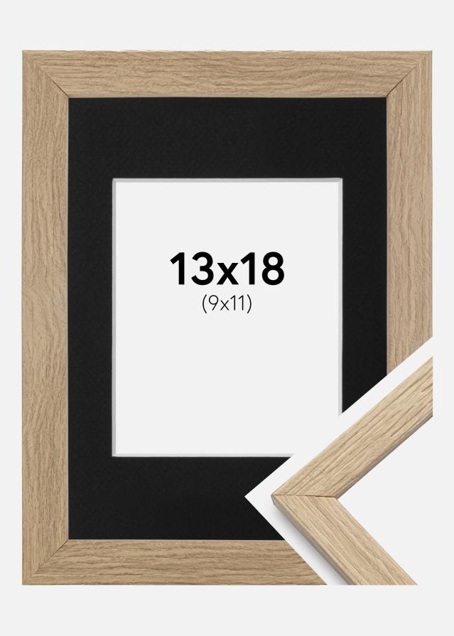 Ram med passepartou Fotolijst Stilren Eiken 13x18 cm - Passe-partout Zwart 10x12 cm