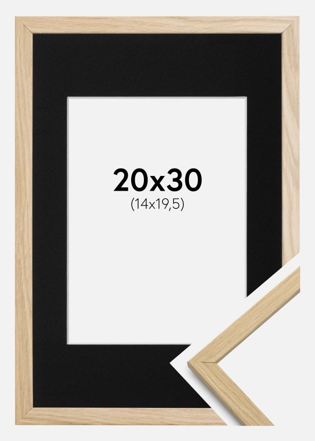 Ram med passepartou Fotolijst Edsbyn Eiken 20x30 cm - Passe-partout Zwart 15x21 cm (A5)