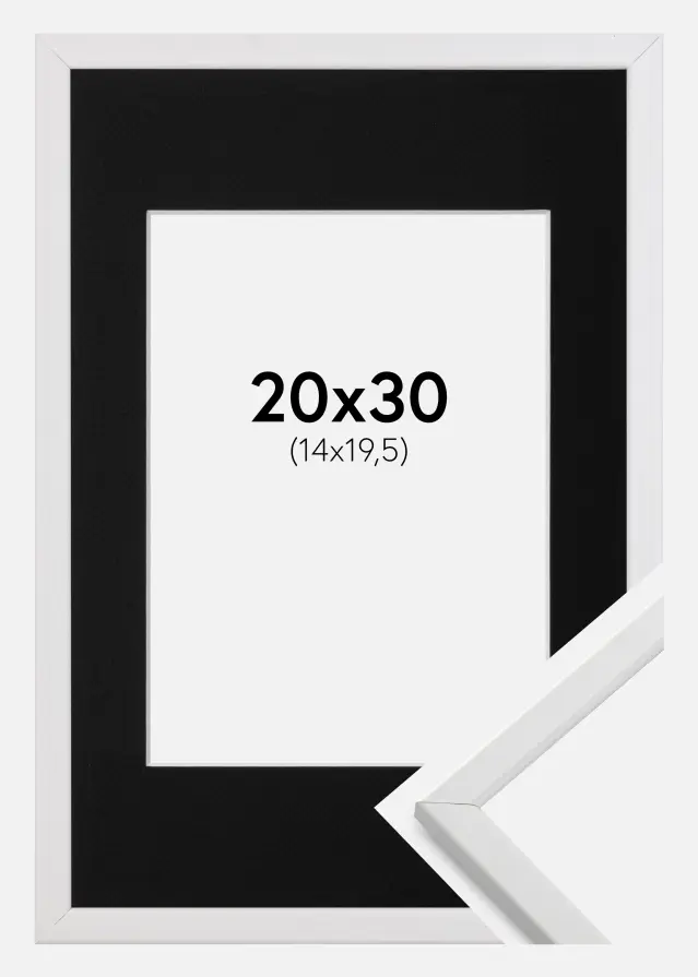 Ram med passepartou Fotolijst Galant Wit 20x30 cm - Passe-partout Zwart 15x21 cm (A5)