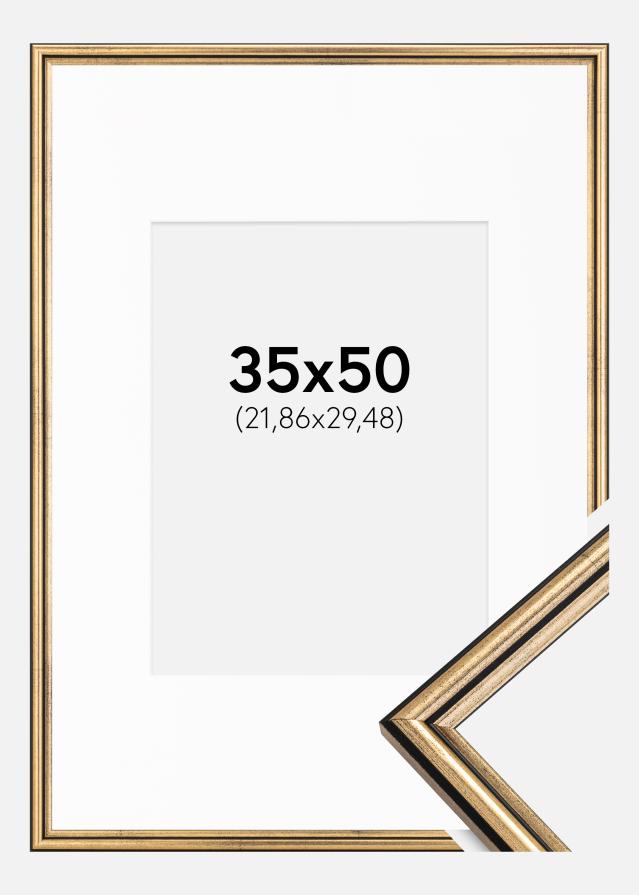 Ram med passepartou Fotolijst Horndal Goud 35x50 cm - Passe-partout Wit 9x12 inches