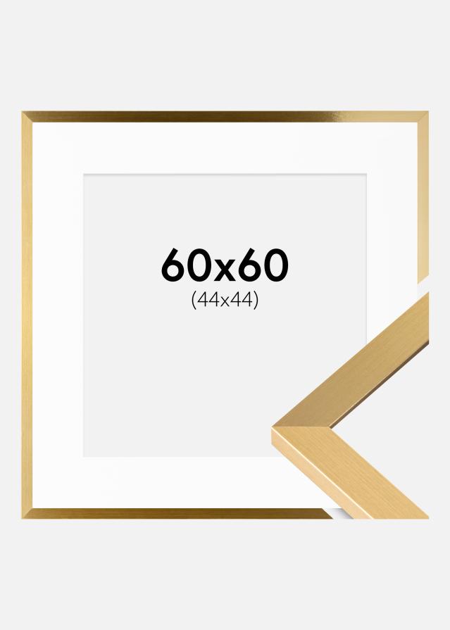 Ram med passepartou Fotolijst Selection Goud 60x60 cm - Passe-partout Wit 45x45 cm