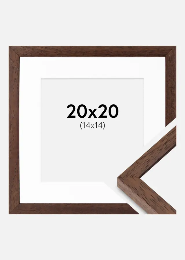 Ram med passepartou Fotolijst Ares Teak 20x20 cm - Passe-partout Wit 15x15 cm