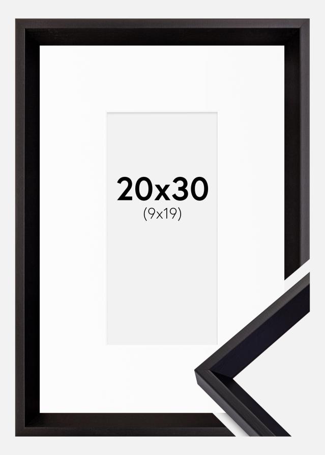 Ram med passepartou Fotolijst Globe Zwart 20x30 cm - Passe-partout Wit 10x20 cm