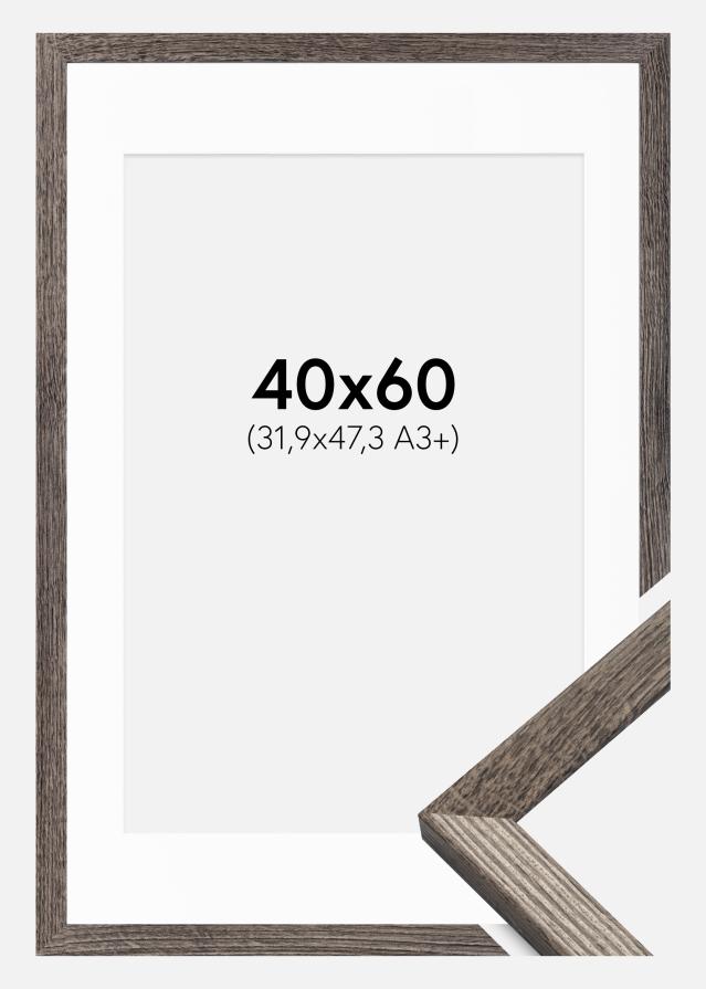 Ram med passepartou Fotolijst Fiorito Walnoot 40x60 cm - Passe-partout Wit 32,9x48,3 cm (A3+)
