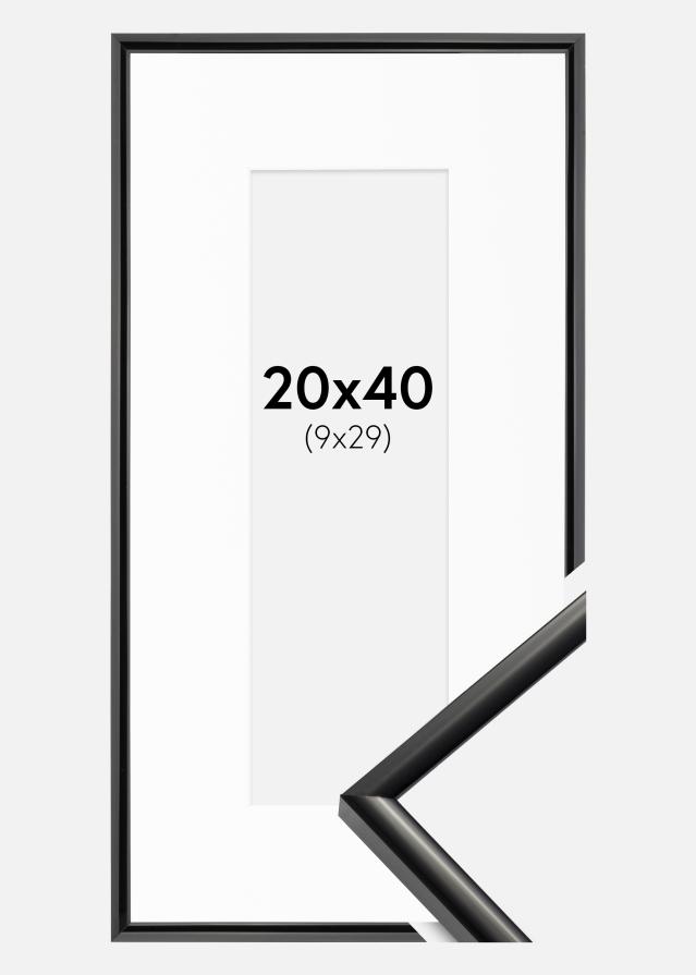 Ram med passepartou Fotolijst New Lifestyle Zwart 20x40 cm - Passe-partout Wit 10x30 cm