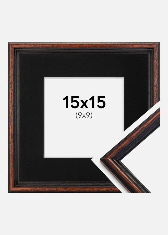 Ram med passepartou Fotolijst Horndal Walnoot 15x15 cm - Passe-partout Zwart 10x10 cm
