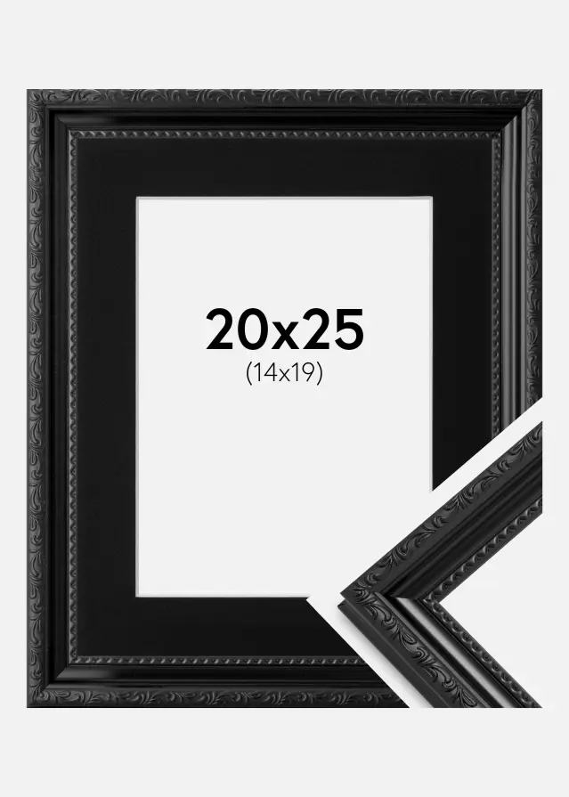 Ram med passepartou Fotolijst Abisko Zwart 20x25 cm - Passe-partout Zwart 15x20 cm