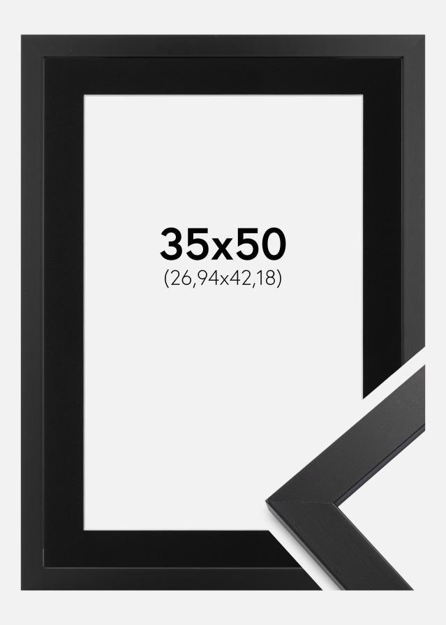 Ram med passepartou Fotolijst Black Wood 35x50 cm - Passe-partout Zwart 11x17 inches