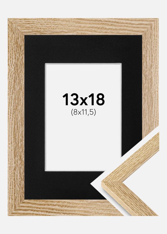 Ram med passepartou Fotolijst Selection Eiken 13x18 cm - Passe-partout Zwart 9x12 cm