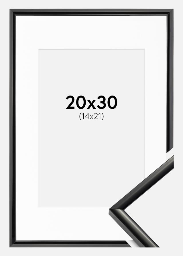 Ram med passepartou Fotolijst New Lifestyle Zwart 20x30 cm - Passe-partout Wit 15x22 cm