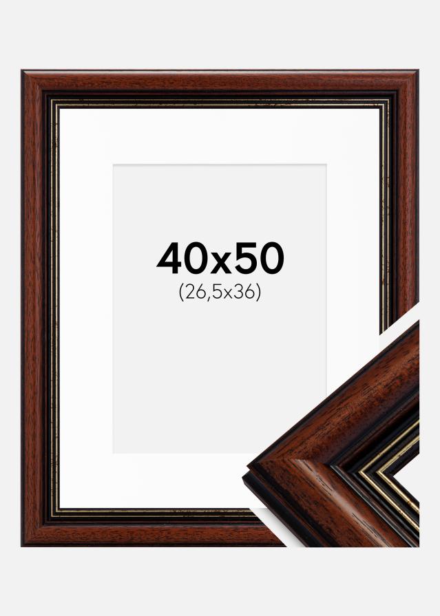 Ram med passepartou Fotolijst Old Retro 40x50 cm - Passe-partout Wit 27,5x37 cm