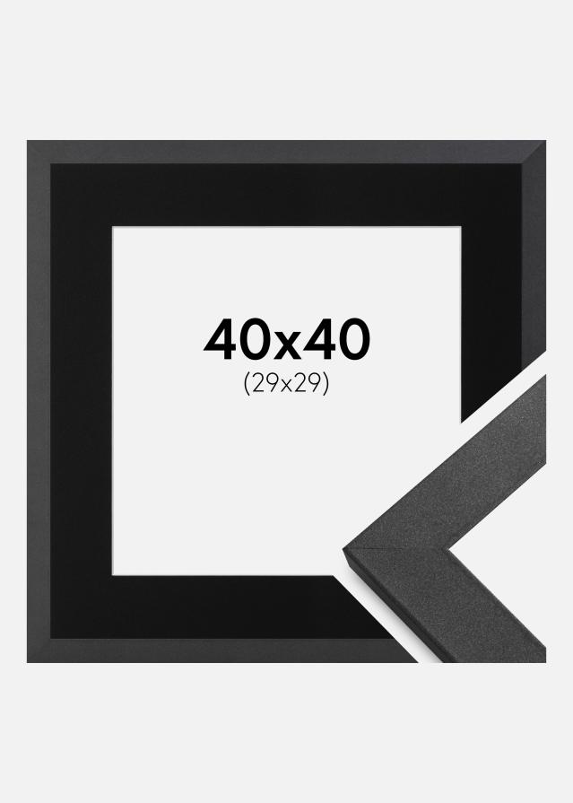 Ram med passepartou Fotolijst Graphite Wood 40x40 cm - Passe-partout Zwart 30x30 cm