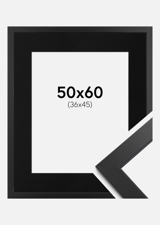 Ram med passepartou Fotolijst Black Wood 50x60 cm - Passe-partout Zwart 37x46 cm