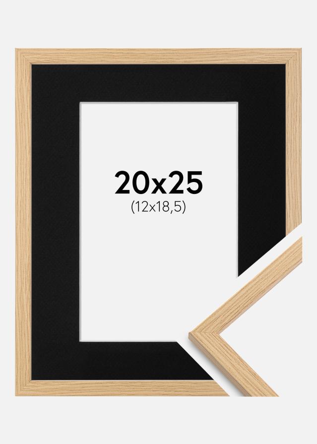 Ram med passepartou Fotolijst Galant Eiken 20x25 cm - Passe-partout Zwart 13x19,5 cm