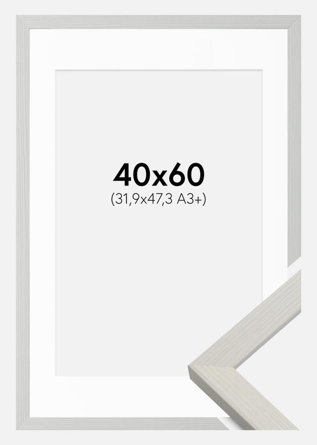 Ram med passepartou Fotolijst Fiorito Wit 40x60 cm - Passe-partout Wit 32,9x48,3 cm (A3+)