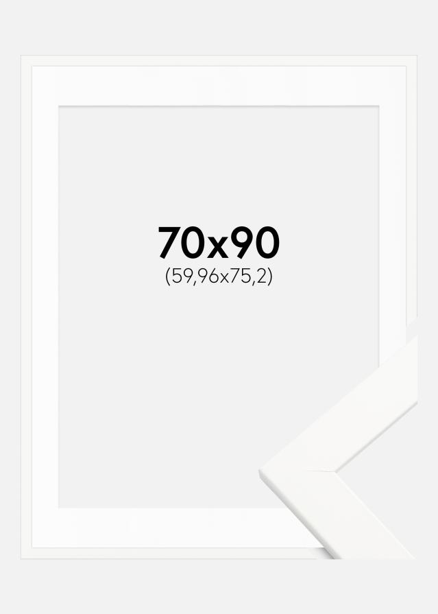 Ram med passepartou Fotolijst Trendline Wit 70x90 cm - Passe-partout Wit 24x30 inches
