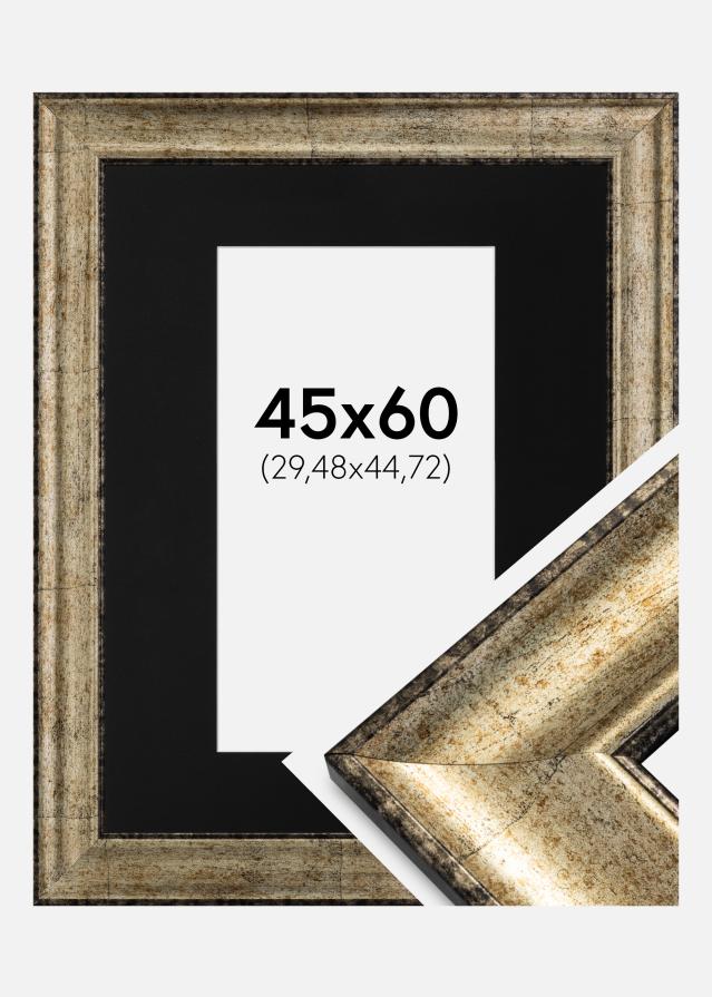 Ram med passepartou Fotolijst Saltsjöbaden Antiek Goud 45x60 cm - Passe-partout Zwart 12x18 inches