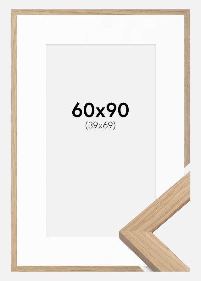 Ram med passepartou Fotolijst Oak Wood 60x90 cm - Passe-partout Wit 40x70 cm