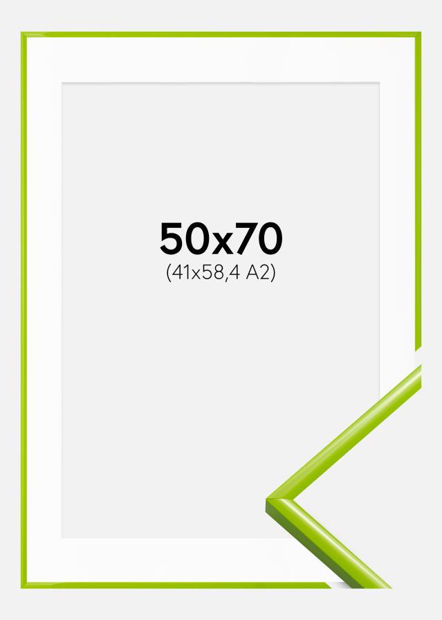 Ram med passepartou Fotolijst New Lifestyle May Green 50x70 cm - Passe-partout Wit 42x59,4 cm (A2)