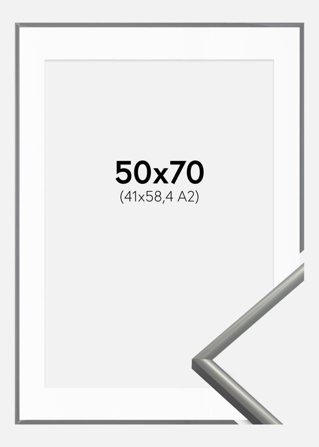 Ram med passepartou Fotolijst New Lifestyle Lichtgrijs 50x70 cm - Passe-partout Wit 42x59,4 cm (A2)