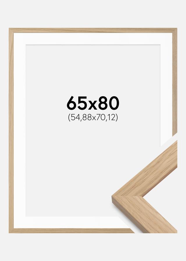 Ram med passepartou Fotolijst Oak Wood 65x80 cm - Passe-partout Wit 22x28 inches