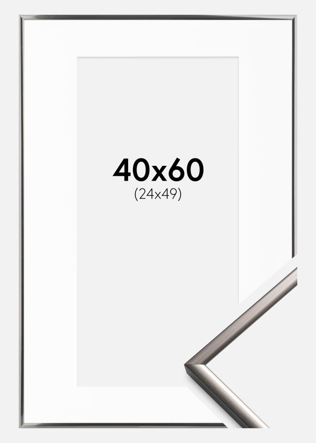 Ram med passepartou Fotolijst New Lifestyle Staal 40x60 cm - Passe-partout Wit 25x50 cm