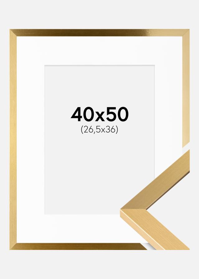 Ram med passepartou Fotolijst Selection Goud 40x50 cm - Passe-partout Wit 27,5x37 cm