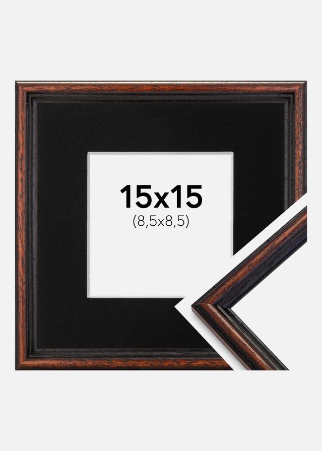 Ram med passepartou Fotolijst Horndal Walnoot 15x15 cm - Passe-partout Zwart 9x9 cm