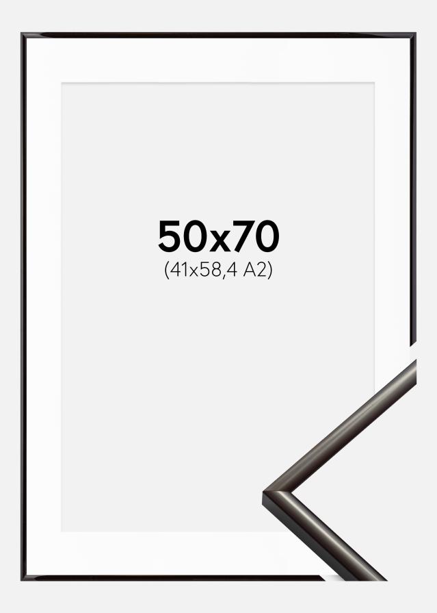 Ram med passepartou Fotolijst New Lifestyle Espresso Brown 50x70 cm - Passe-partout Wit 42x59,4 cm