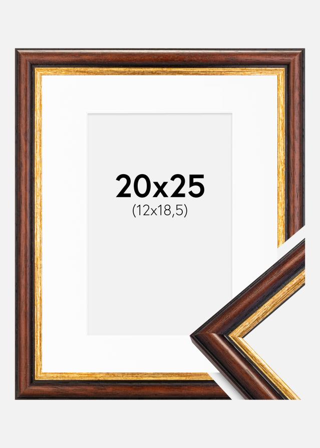 Ram med passepartou Fotolijst Siljan Bruin 20x25 cm - Passe-partout Wit 13x19,5 cm