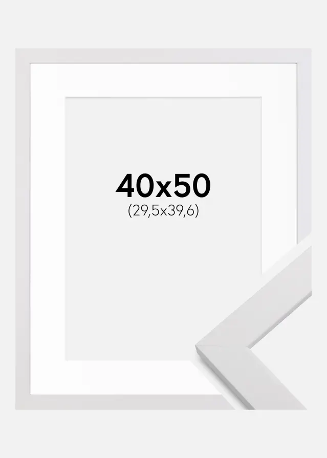 Ram med passepartou Fotolijst White Wood 40x50 cm - Passe-partout Wit 12x16 inches