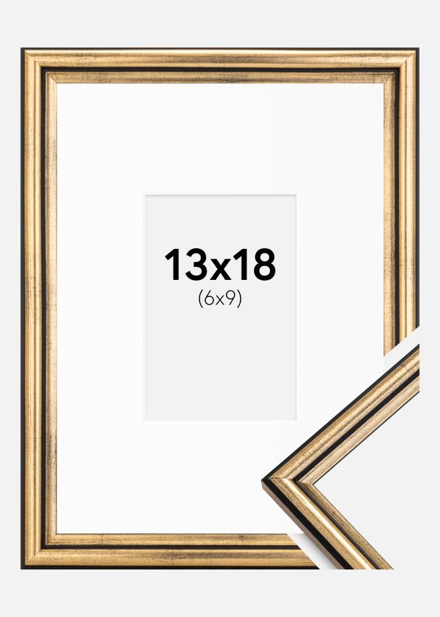 Ram med passepartou Fotolijst Horndal Goud 13x18 cm - Passe-partout Wit 7x10 cm