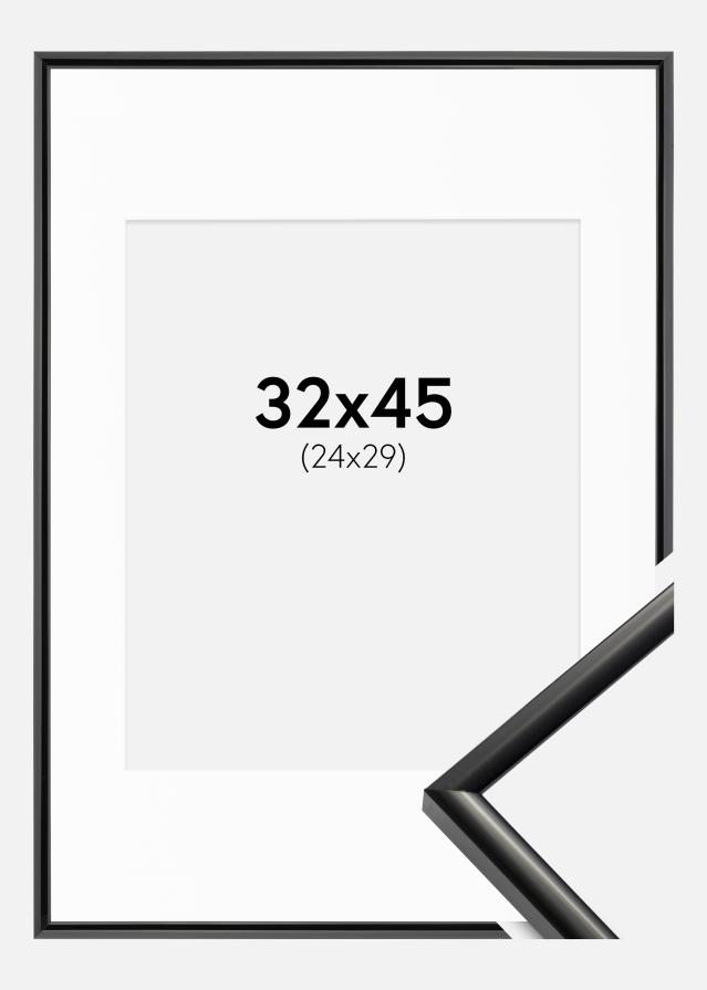Ram med passepartou Fotolijst New Lifestyle Zwart 32x45 cm - Passe-partout Wit 25x30 cm
