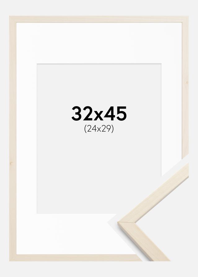 Ram med passepartou Fotolijst Edsbyn Esdoorn 32x45 cm - Passe-partout Wit 25x30 cm