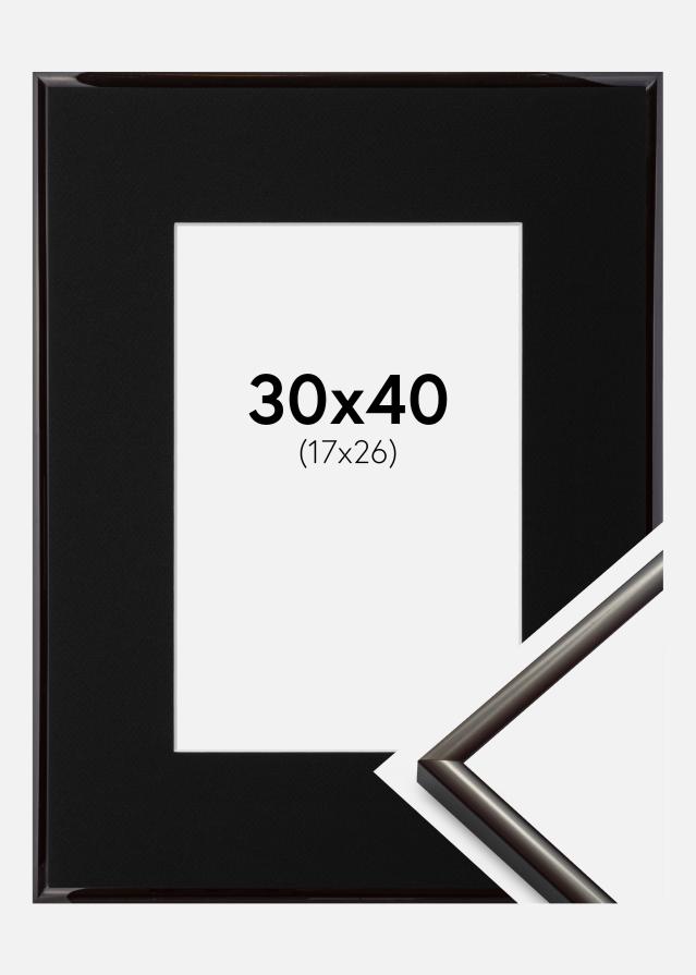 Ram med passepartou Fotolijst New Lifestyle Espresso Brown 30x40 cm - Passe-partout Zwart 18x27 cm