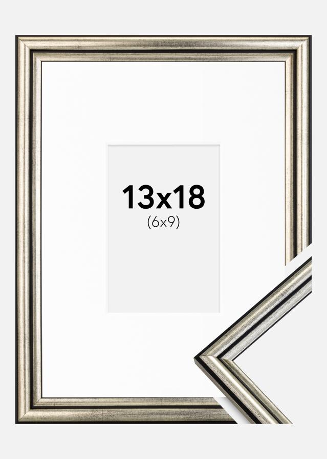 Ram med passepartou Fotolijst Horndal Zilver 13x18 cm - Passe-partout Wit 7x10 cm