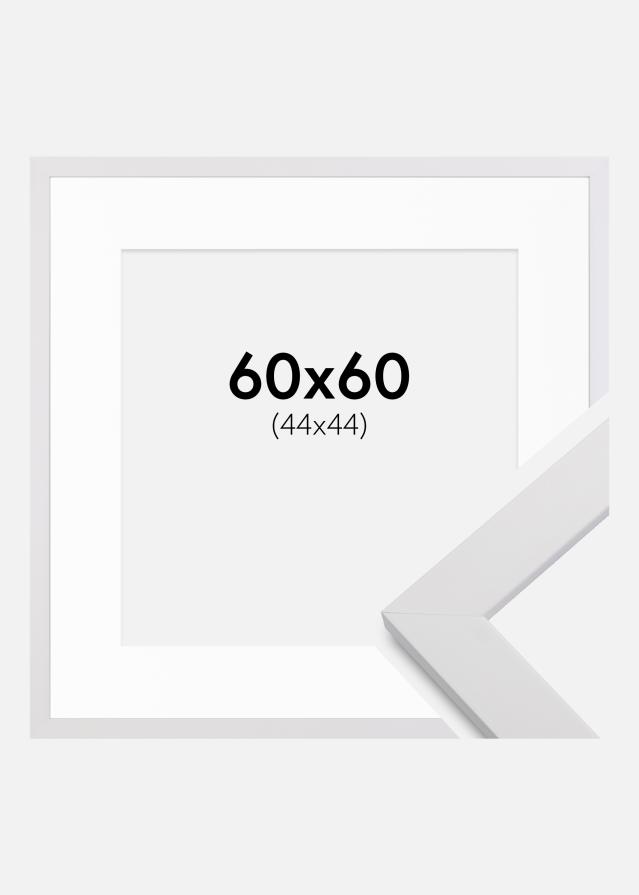 Ram med passepartou Fotolijst White Wood 60x60 cm - Passe-partout Wit 45x45 cm