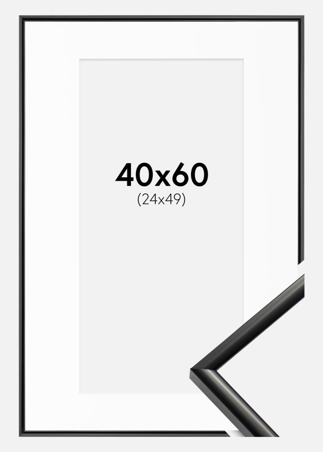 Ram med passepartou Fotolijst New Lifestyle Zwart 40x60 cm - Passe-partout Wit 25x50 cm