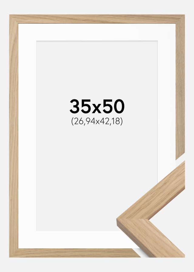 Ram med passepartou Fotolijst Oak Wood 35x50 cm - Passe-partout Wit 11x17 inches
