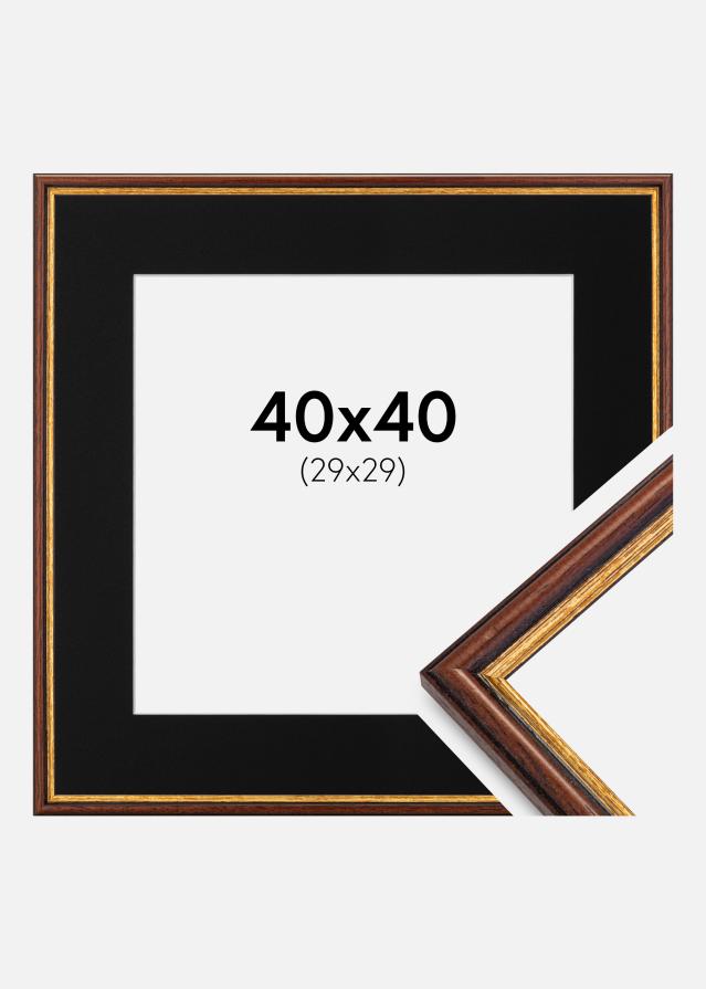 Ram med passepartou Fotolijst Horndal Bruin 40x40 cm - Passe-partout Zwart 30x30 cm