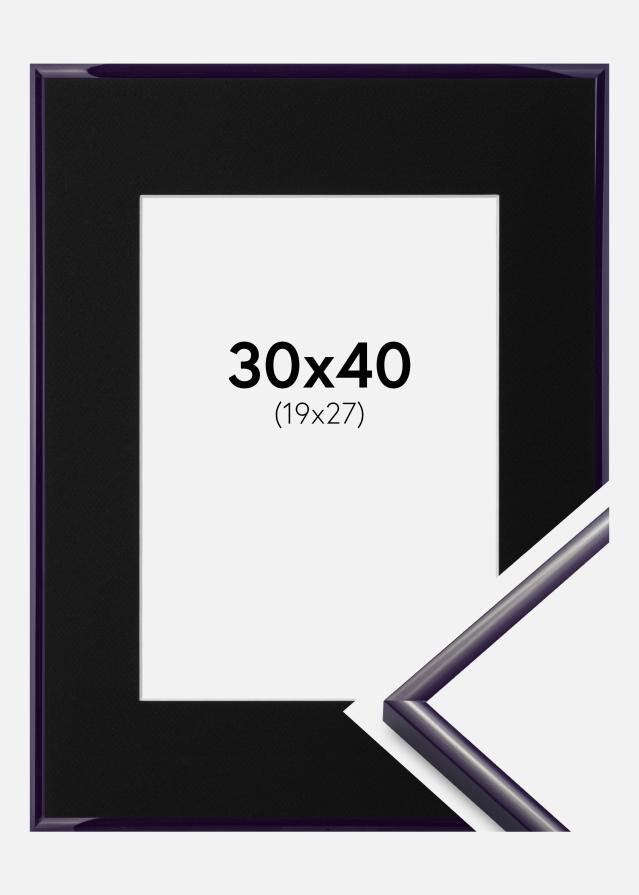 Ram med passepartou Fotolijst New Lifestyle Donkerpaars 30x40 cm - Passe-partout Zwart 20x28 cm