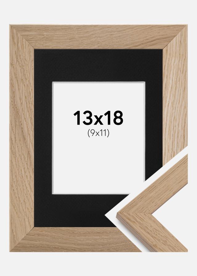 Ram med passepartou Fotolijst Trendline Eiken 13x18 cm - Passe-partout Zwart 10x12 cm