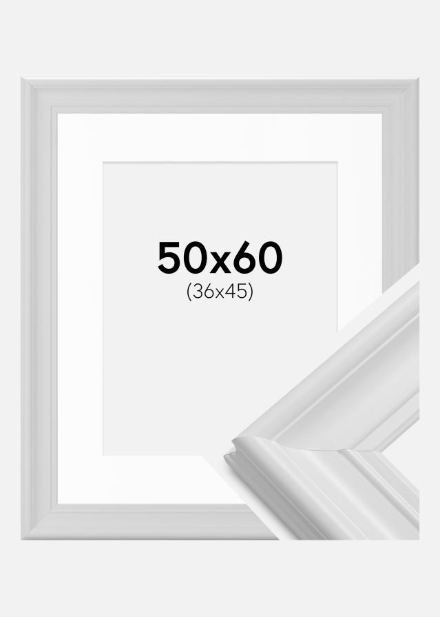 Ram med passepartou Fotolijst Mora Premium Wit 50x60 cm - Passe-partout Wit 37x46 cm